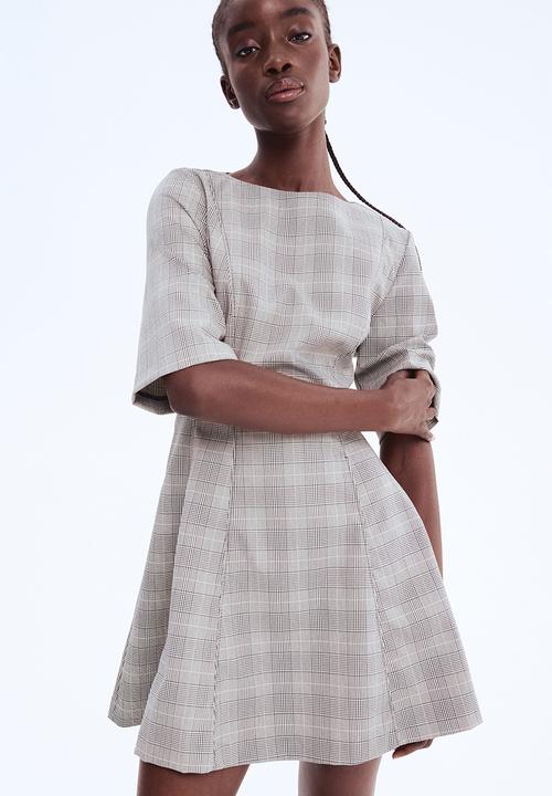 H&M - Waisted twill dress - black checked