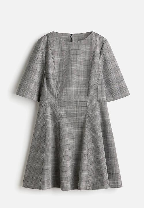 H&M - Waisted twill dress - black checked