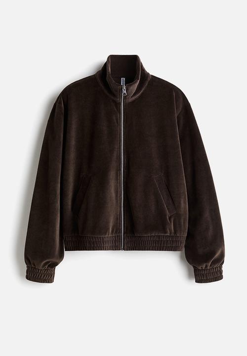 H&M - Velour zip-through jacket - dark brown