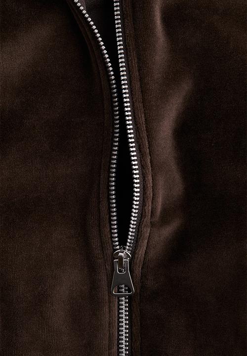 H&M - Velour zip-through jacket - dark brown