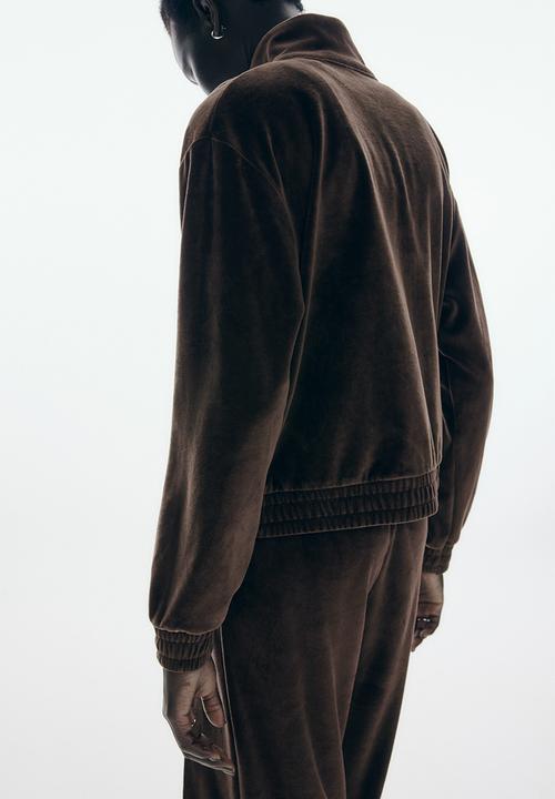 H&M - Velour zip-through jacket - dark brown