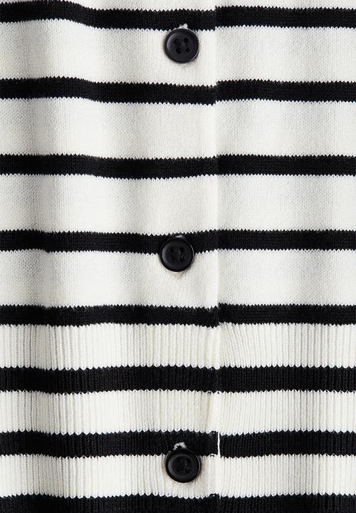 H&M - Fine-knit cardigan -  white/striped 