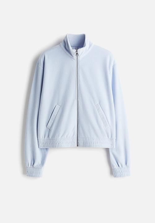 H&M - Velour zip-through jacket - light blue 