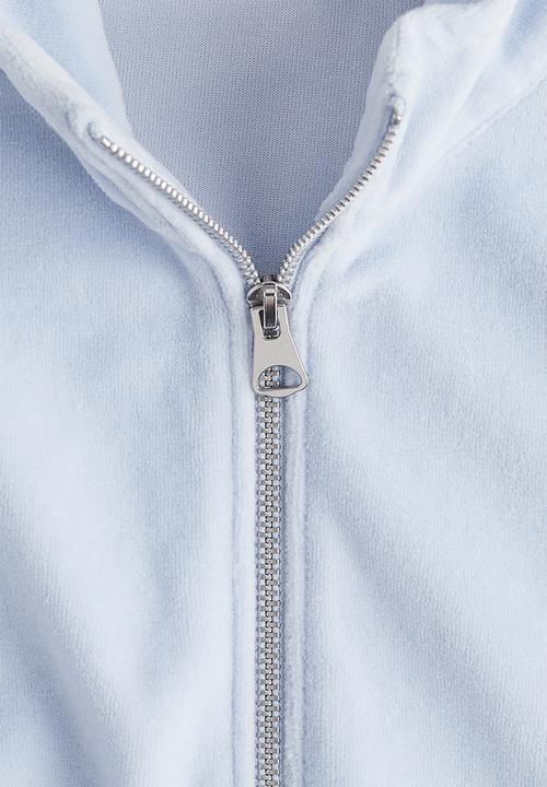 H&M - Velour zip-through jacket - light blue 