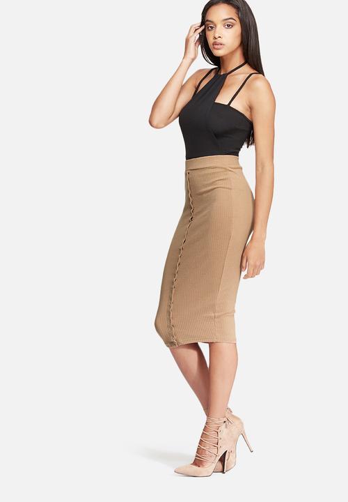 Missguided - Ribbed popper skirt
