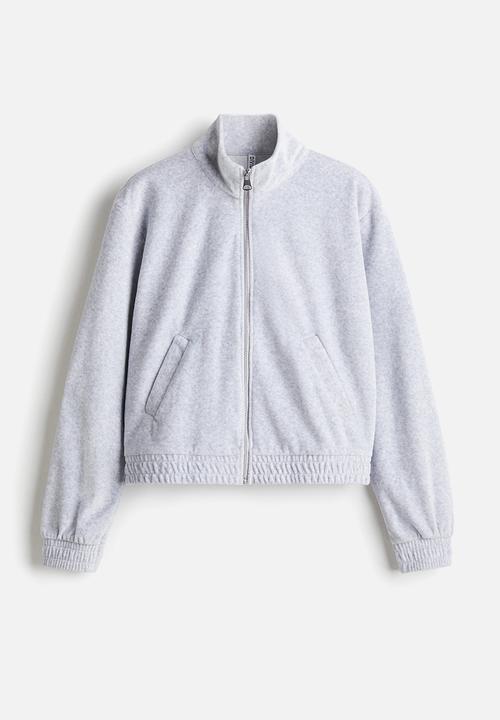 H&M - Velour zip-through jacket - grey