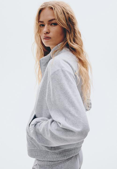 H&M - Velour zip-through jacket - grey