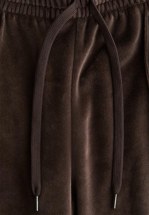 H&M - Wide velour joggers - dark brown