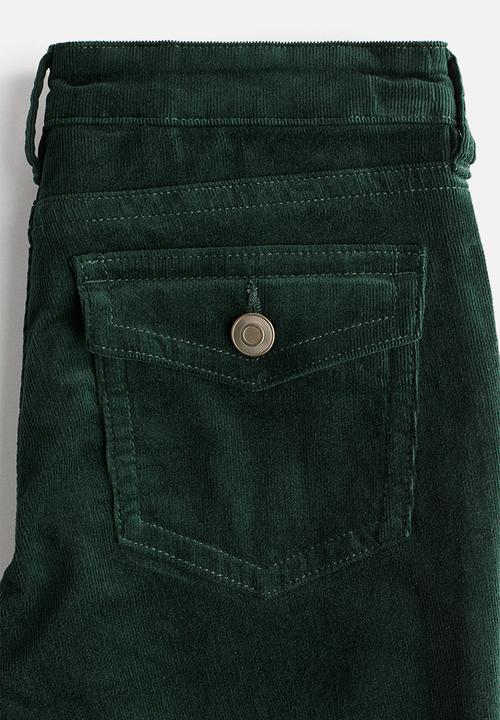 H&M - Flared corduroy trousers - dark green 