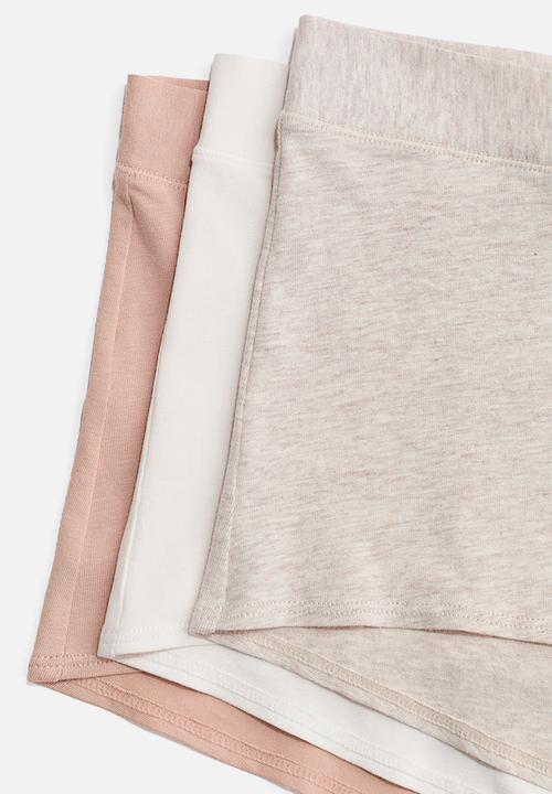 H&M - 3-pack cotton shortie briefs - beige marl/dusty pink/cream