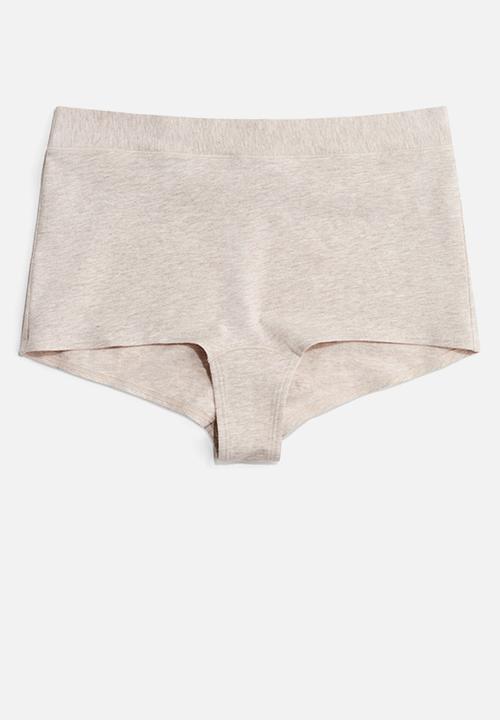 H&M - 3-pack cotton shortie briefs - beige marl/dusty pink/cream