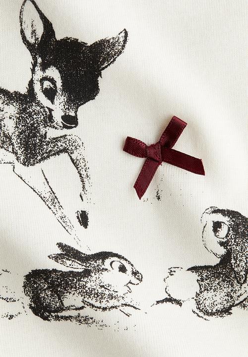 H&M - Cotton jersey top - white/bambi