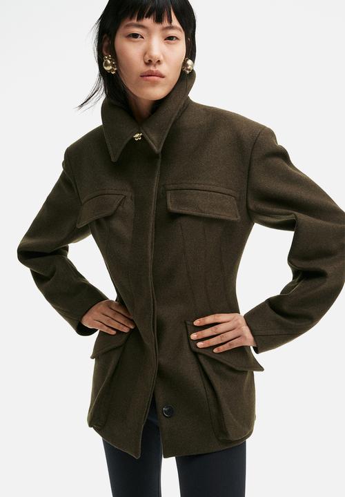H&M Studio: Wool-blend jacket - dark green - 1319462001