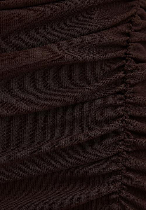 Forever New - Evie ruched mesh bodycon dress in dark chocolate