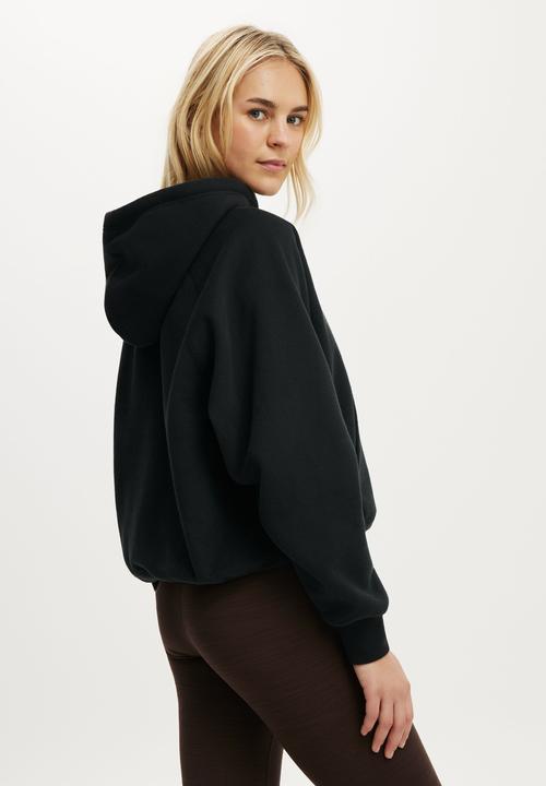 Cotton On - Plush Essential Raglan Hoodie - Black