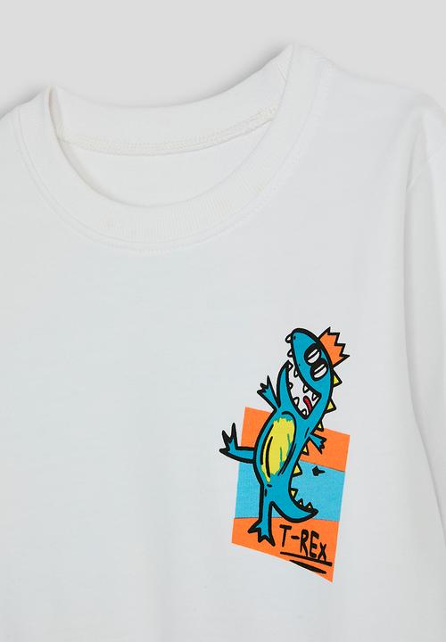 Pop Candy - Cartoon t-rex placement print sweatshirt - white