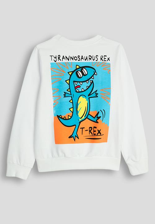 Pop Candy - Cartoon t-rex placement print sweatshirt - white