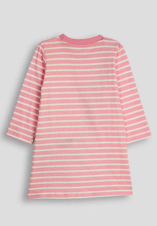 Pop Candy - Tshirt dress with embroidered strap apple pocket - pink stripe
