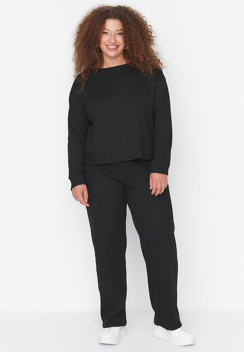 Trendyol - Thessaloniki Knitted Oversized Tracksuit Set - Black