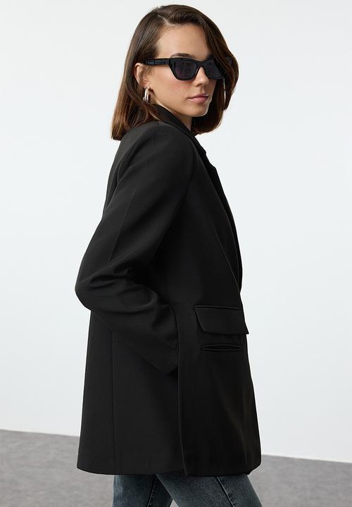 Trendyol - Oversize Pocket Detailed Woven Blazer Jacket - Black