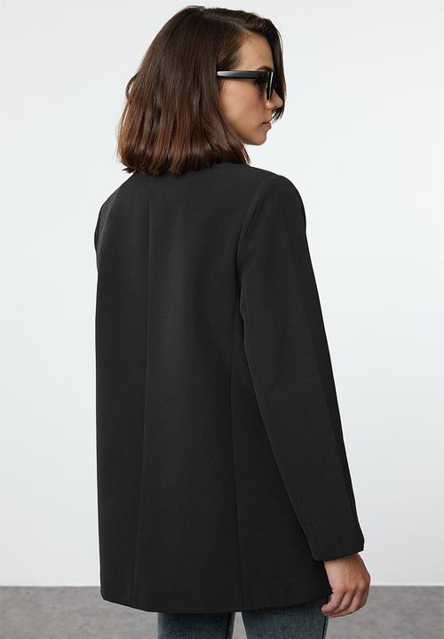 Trendyol - Oversize Pocket Detailed Woven Blazer Jacket - Black