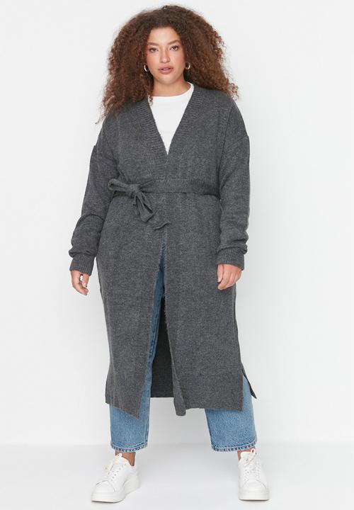 Trendyol - Oversize Loose Fit Knitwear Cardigan - Anthracite