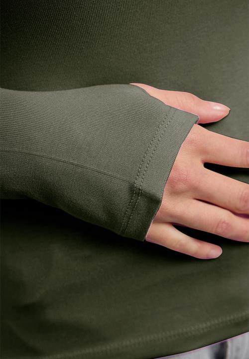 Trendyol - Viscose/Soft Fabric Stretch Knitted Blouse with Finger Insert Detail - Khaki