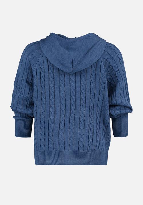Trendyol - Plus Hooded Zippered Knitwear Cardigan - Indigo