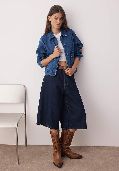Trendyol - Shirt Collar Pocket Detail Comfort Denim Jacket - Dark Blue