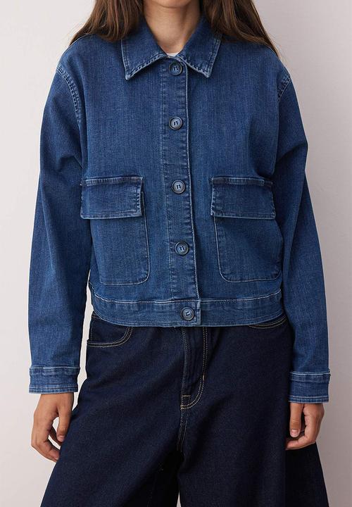Trendyol - Shirt Collar Pocket Detail Comfort Denim Jacket - Dark Blue
