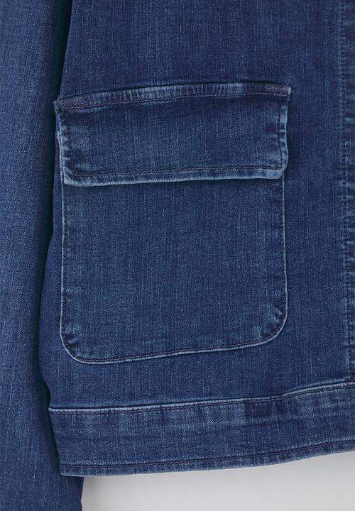 Trendyol - Shirt Collar Pocket Detail Comfort Denim Jacket - Dark Blue