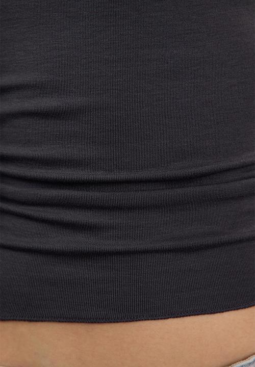 Trendyol - Boat Neck Stretchy Knitted Blouse Drawstring/Drape Detail - Anthracite