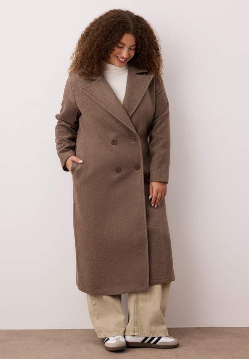 Trendyol - Plus Oversize Large Size Coat - Taupe