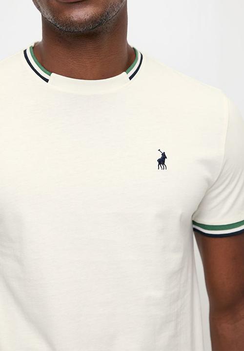 POLO - Mens Tipped Pony Crew Neck Short sleeve Tee - White
