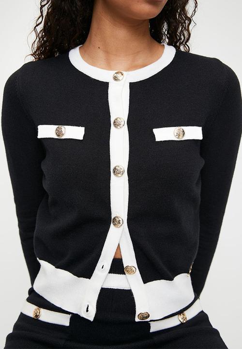 SISSY BOY - HARVEY: Basic Contrasted Knit Cardigan - White / Black
