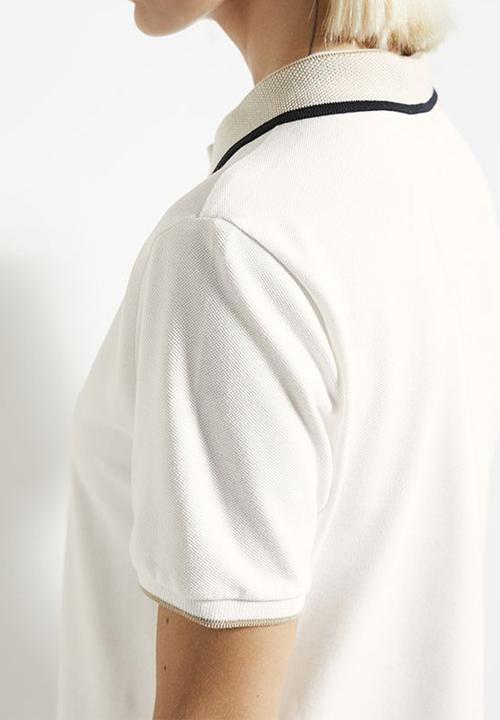 POLO - Wmn macey short sleeve tipped golfer dress - off white