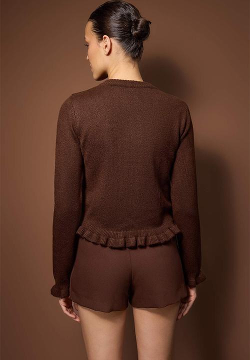 Trendyol - Button Detailed Soft Textured Knitwear Cardigan - Brown