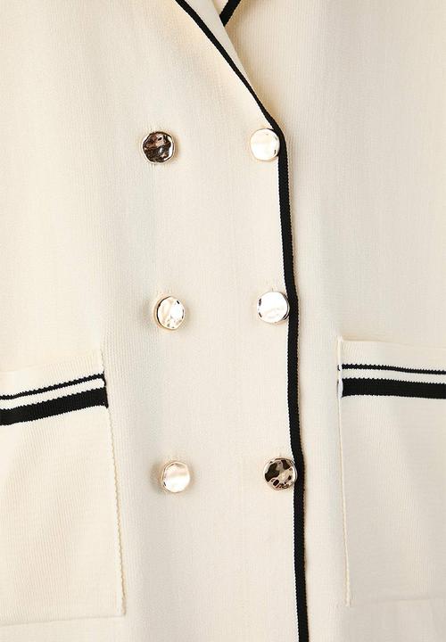 Trendyol - Jacket Collar Line Detailed Knitwear Jacket Look Cardigan - Ecru