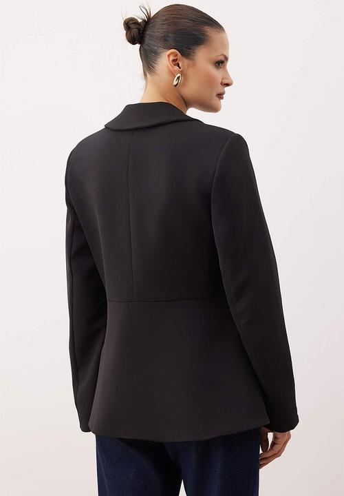Trendyol - Fitted/Bodycon Single Button Woven Blazer Jacket - Black