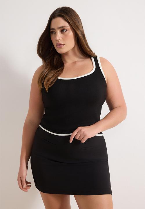 Trendyol - Line Detailed Knitwear 2-Piece Blouse-Cardigan Set - Black
