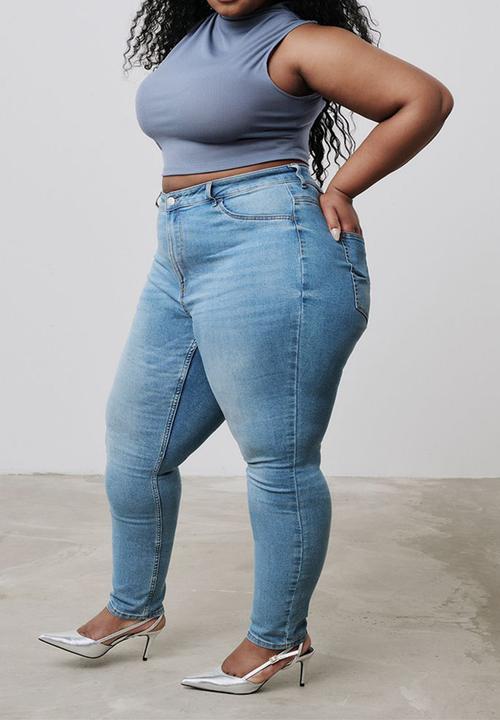 H&M - Curvy fit ultra high ankle jeggings - denim blue