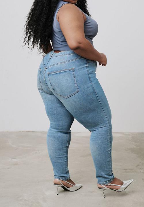H&M - Curvy fit ultra high ankle jeggings - denim blue