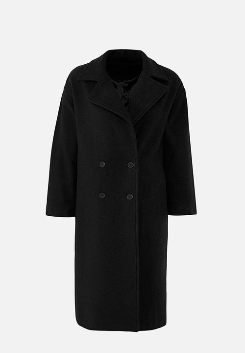 Trendyol - Oversize Wide Cut Long Wool Cashmere Coat - Black