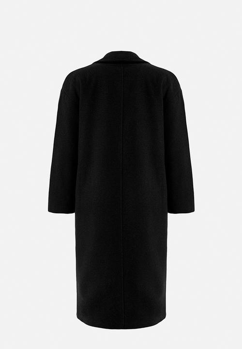 Trendyol - Oversize Wide Cut Long Wool Cashmere Coat - Black