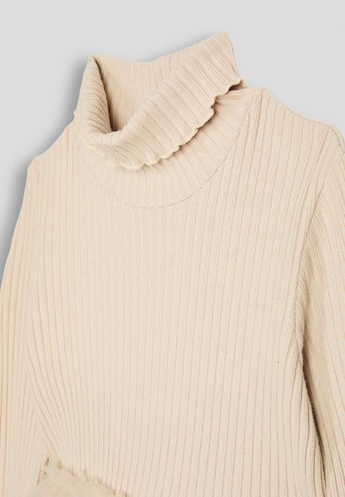 Pop Candy - Turtleneck dress with tulle skirt - wheat brown