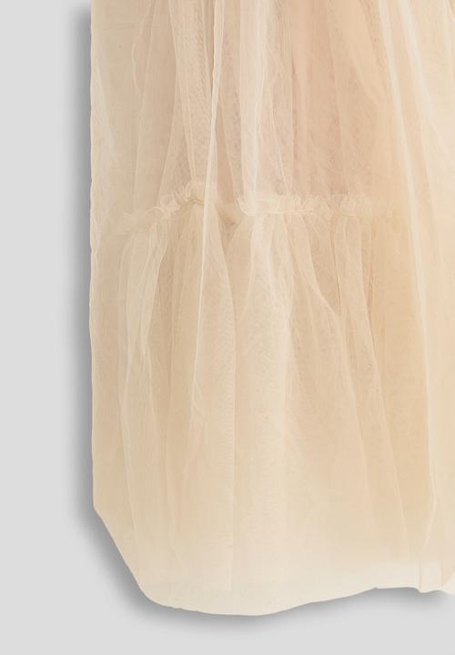 Pop Candy - Turtleneck dress with tulle skirt - wheat brown