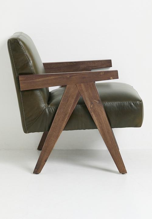 Sixth Floor - Corby Leather Occasional Chair - Pesto