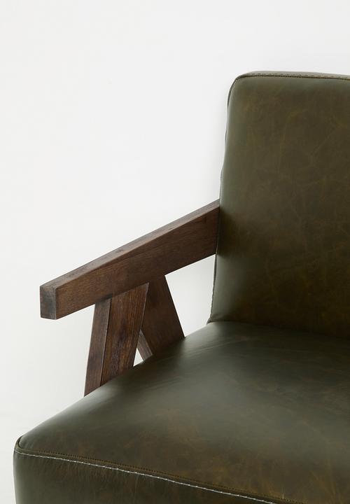 Sixth Floor - Corby Leather Occasional Chair - Pesto