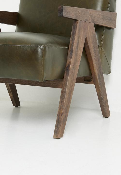 Sixth Floor - Corby Leather Occasional Chair - Pesto