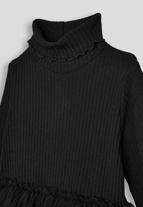 Pop Candy - Turtleneck dress with tulle skirt - black